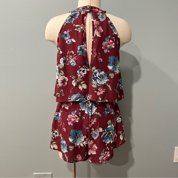 Altar’d State Burgundy & Pink Floral Print Romper Size Small - Picture 7 of 10